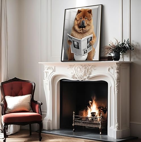 Miniatura 4 de Poster Master Chow Chow - Póster sentado en el inodoro, impresión de perro leyendo un periódico, arte de perro, regalo para él, ella, amante de los