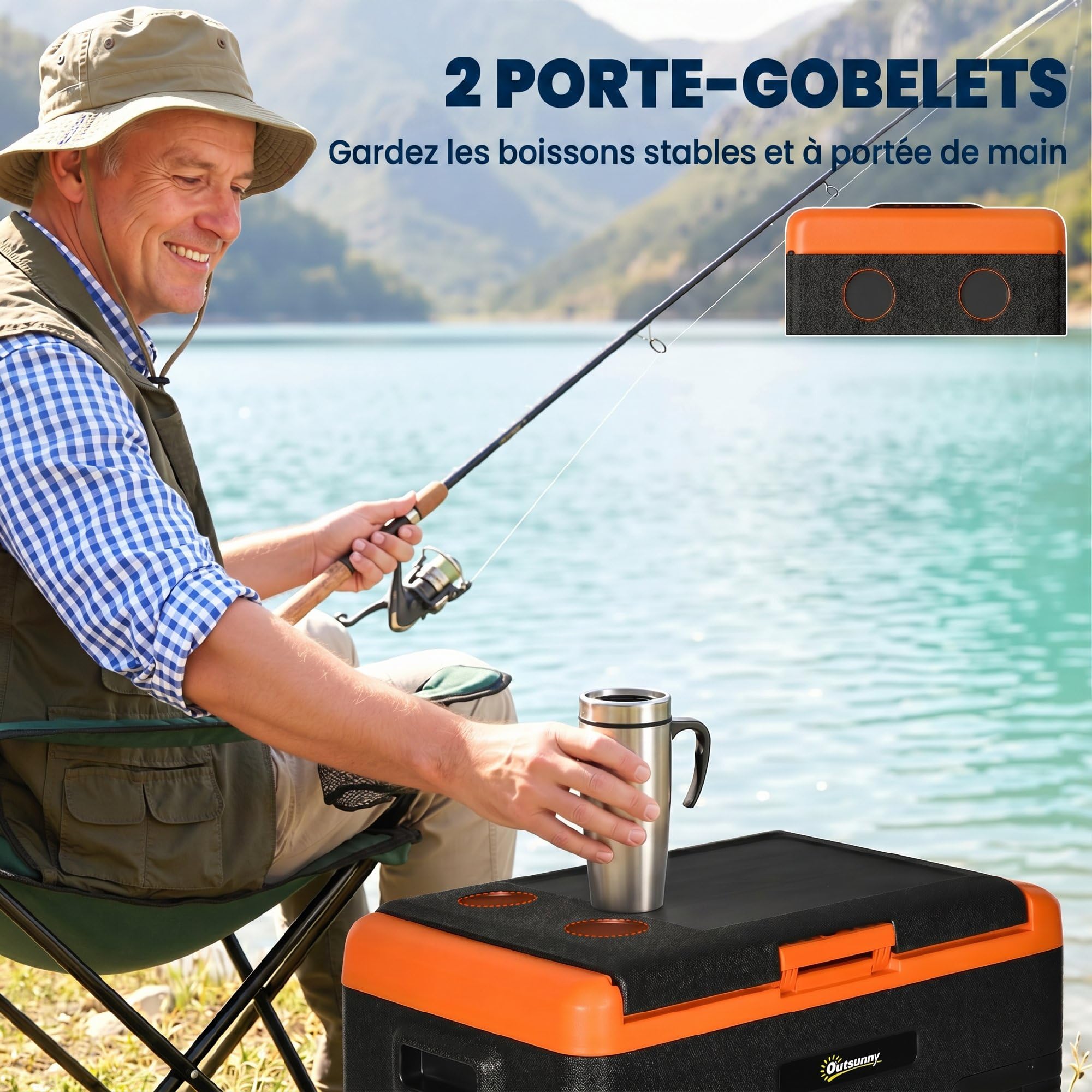 Outsunny Glacière électrique Portable réfrigérateur congélateur avec poignées
