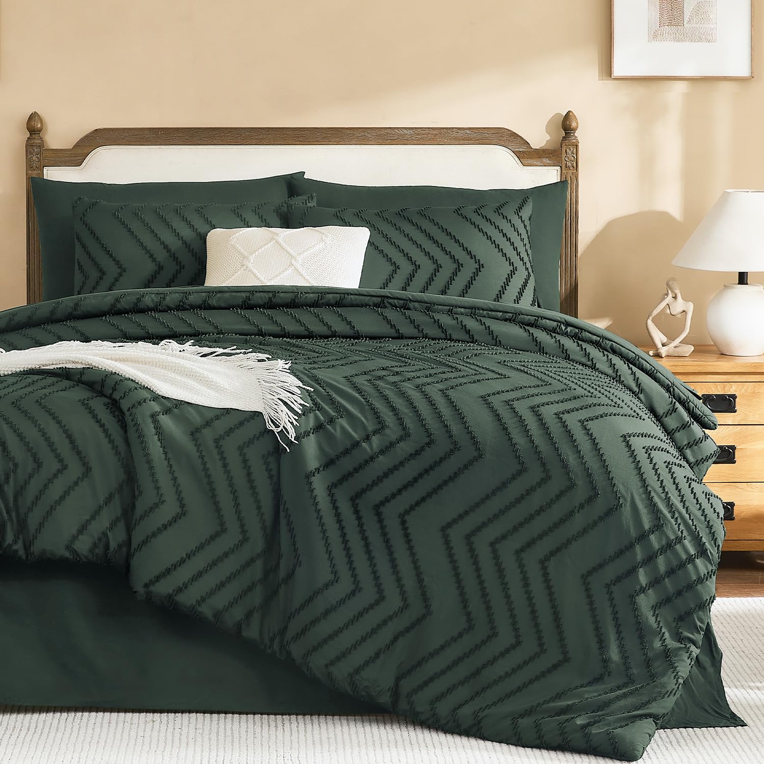 Litanika Queen Comforter Set with Sheets, 7 Pieces Boho Bed in a Bag