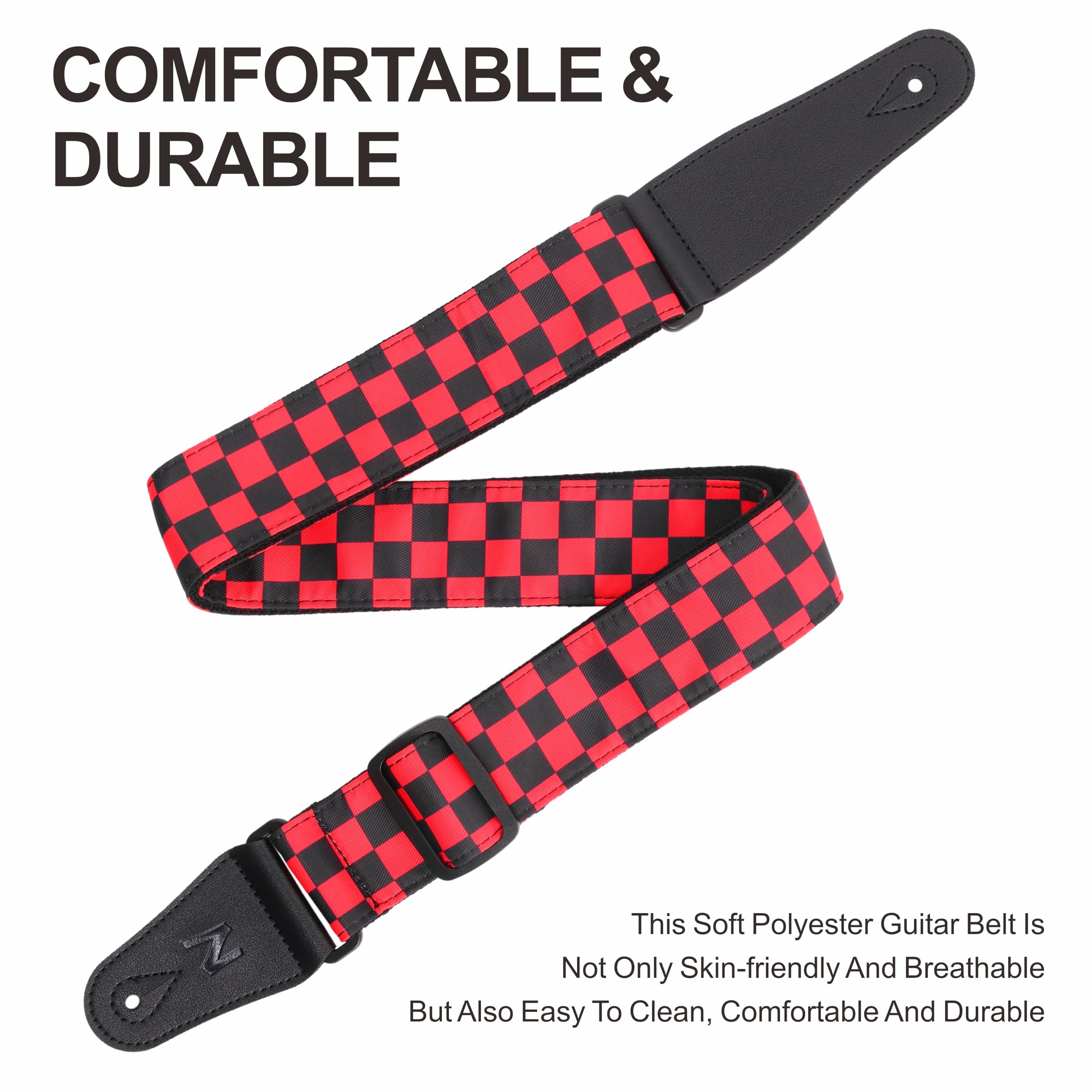 Nefelibata Guitar Strap-2" Wide Double Layer Cotton Original Design Adjustable Guitar Straps with Long Leather Ends for Bass Electric & Acoustic - Image 3