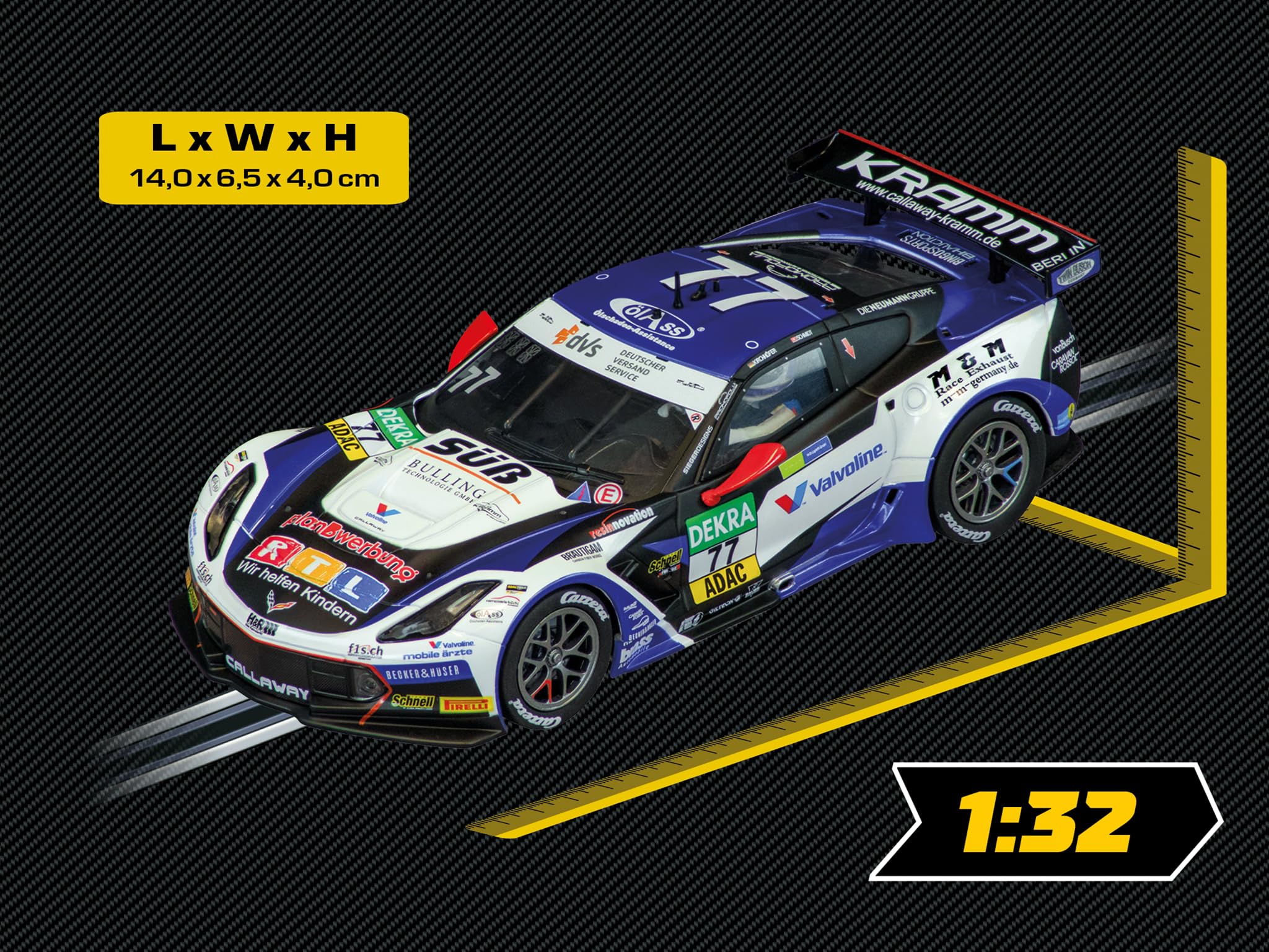 Carrera Evolution 20027739 Corvette C7 GT3-R Callaway Competition, No.77 1:32 Scale Slot Car, Multicolor - Image 3