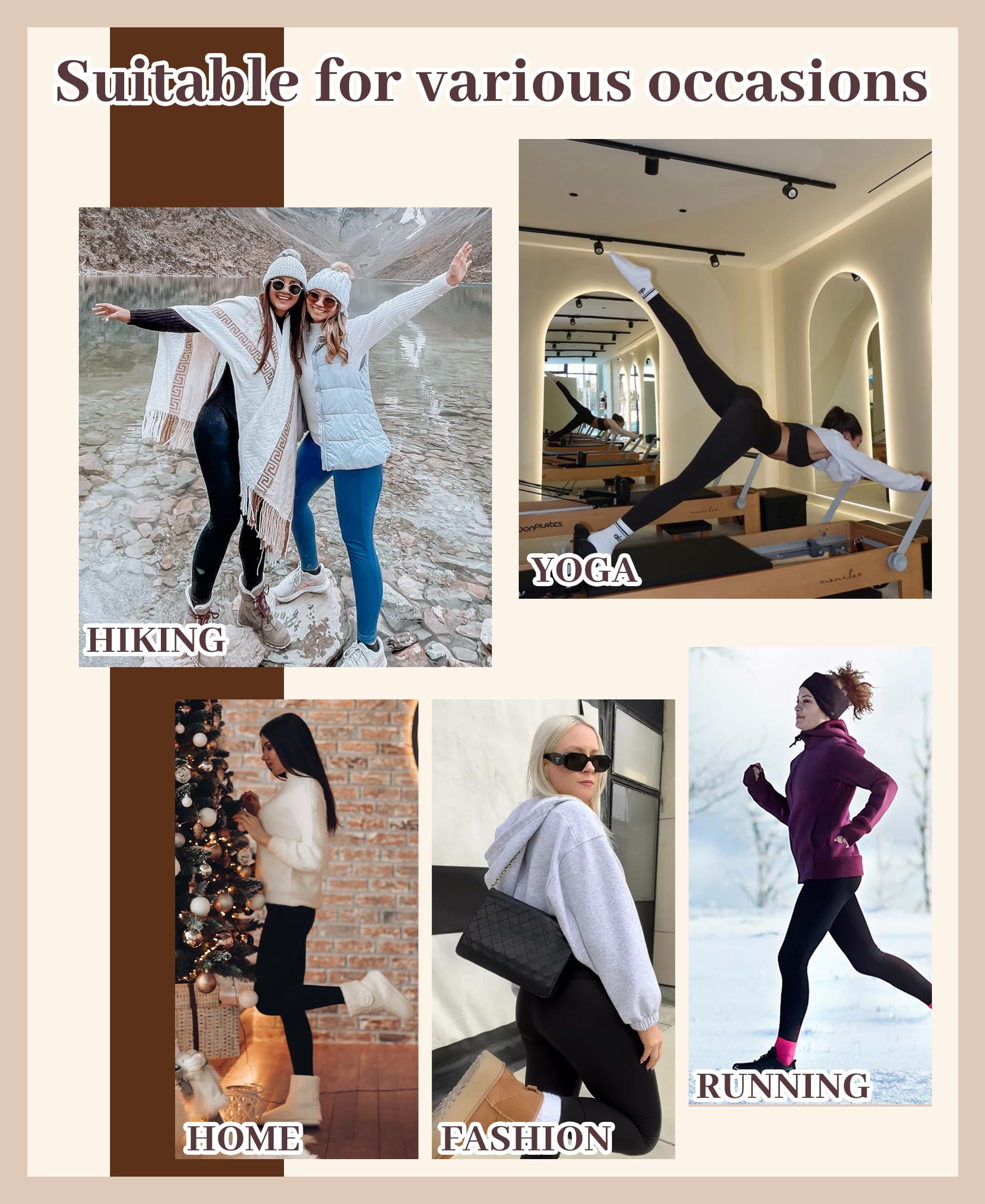 Paquete de 3 leggings con forro polar para mujer con bolsillos, control de abdomen, pantalones térmicos de yoga cálidos, talla grande, S/M-4XL, Negro/Negro/Negro, Pequeña a mediana 4