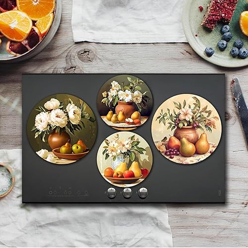 Miniatura 2 de Fundas para quemador eléctrico de frutas vintage, paquete de 4 fundas redondas para quemadores de estufa, 8 pulgadas y 10 pulgadas, fundas para