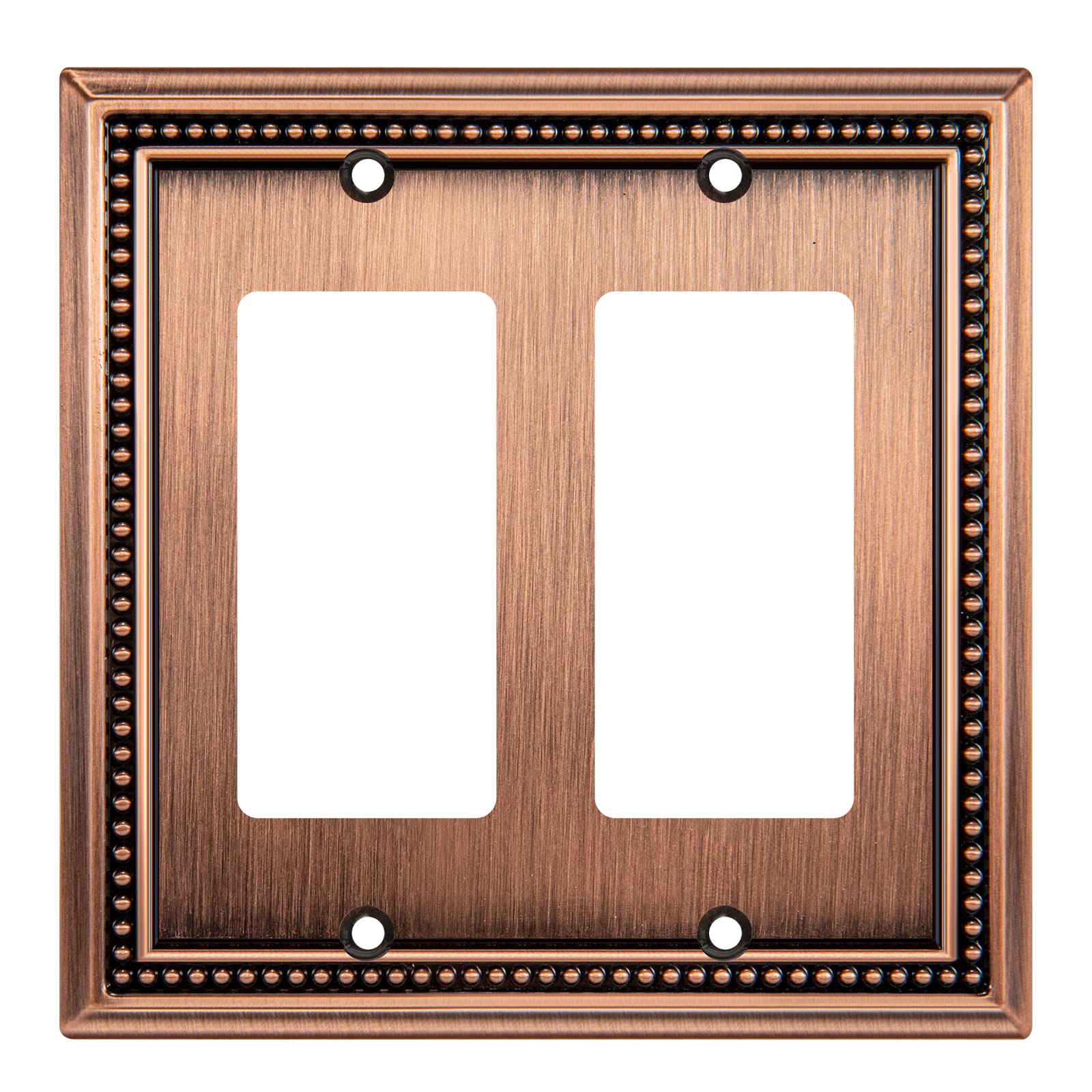 Henne Bery Sunken Pearls Heavdy Duty Decorative Wall Plate Switch Plate Outlet Cover (Double Decorator, Antique Copper)
