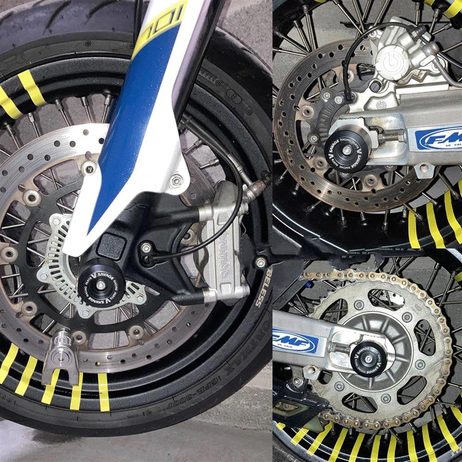 Protection contre les chutes Pour Husqvarna 701 Supermoto 701 Enduro Essieu Avant Et Arrière Curseur Fourche Cadre Moto Moyeu Protection Contre Les Chocs Accessoires de mise à niveau(Front and Rear)