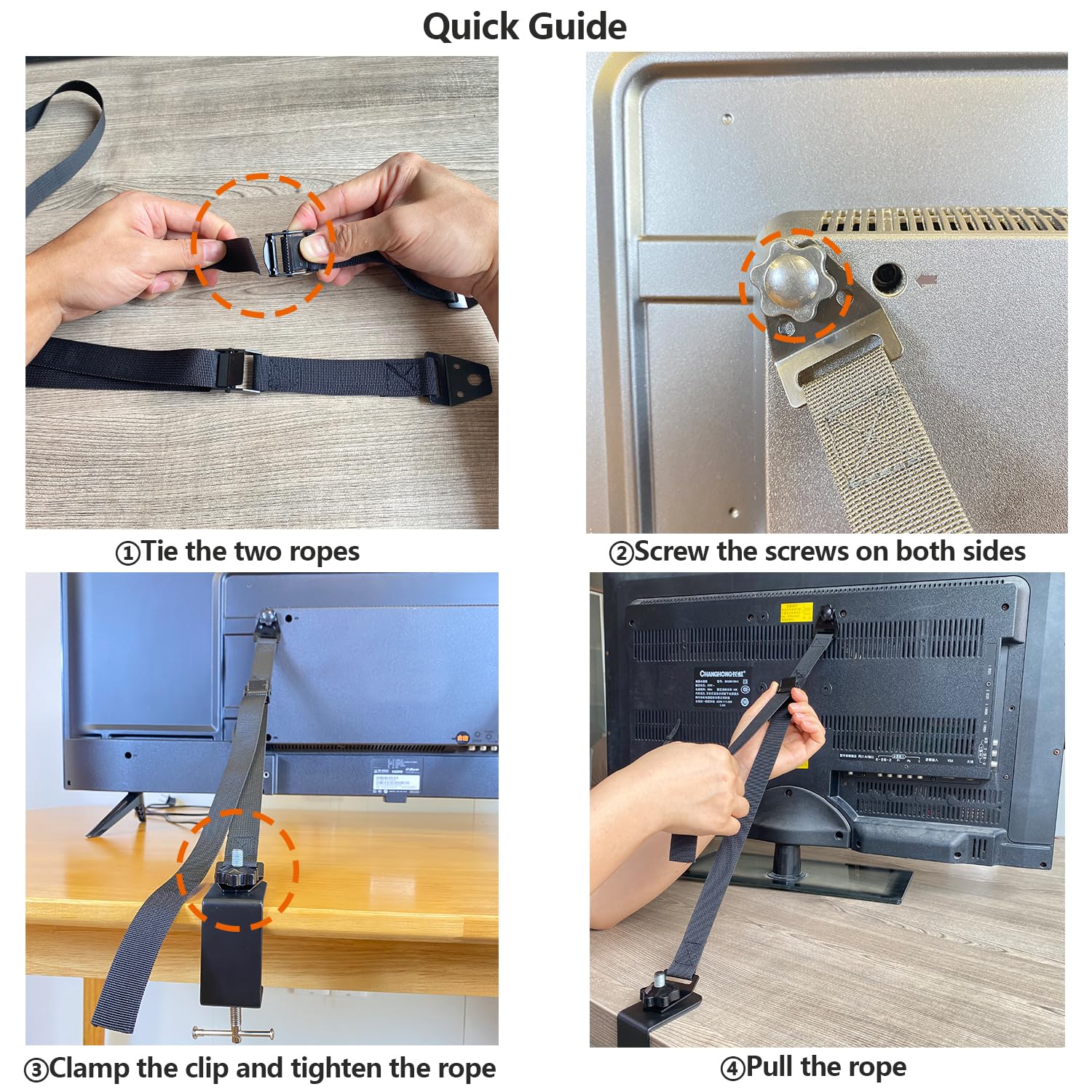 Correas de seguridad para TV sin taladro, correa de prevención antivuelco sin herramientas para pantallas planas, anclaje de TV para soportes de TV, correa segura para televisión a prueba de