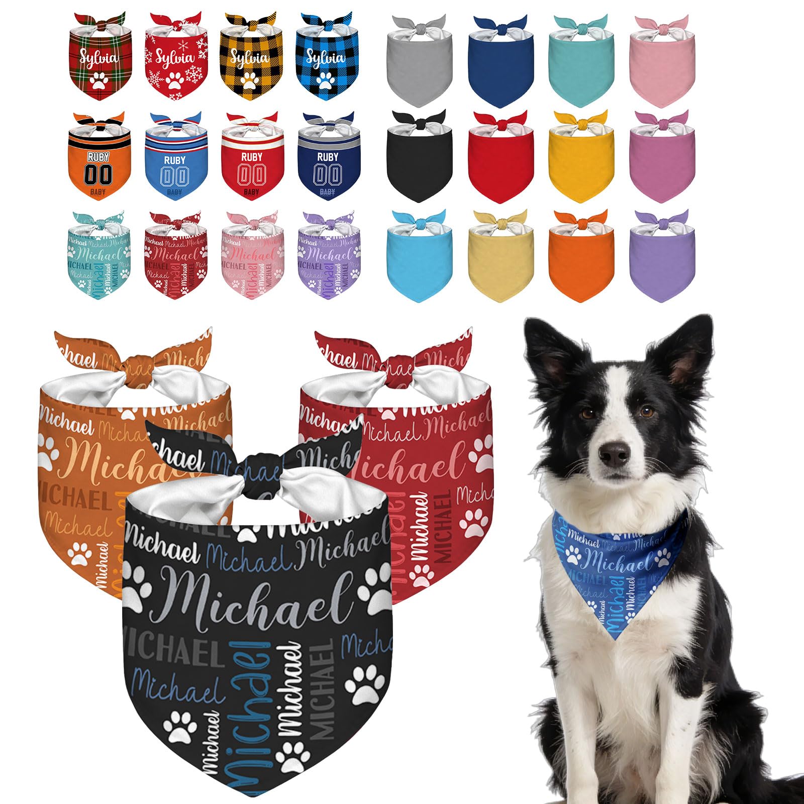 Custom Dog Bandana with Your Own Logo Text Personalised Dog Scarf Triangle Bibs Kerchief Customised Pets Bandana for Small Medium Large Dogs Cats