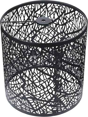 Pantalla hueca de hierro forjado, pantalla negra, pantalla de lámpara grande, pantalla de repuesto, pantalla de mesa, pantalla de metal, pantalla de