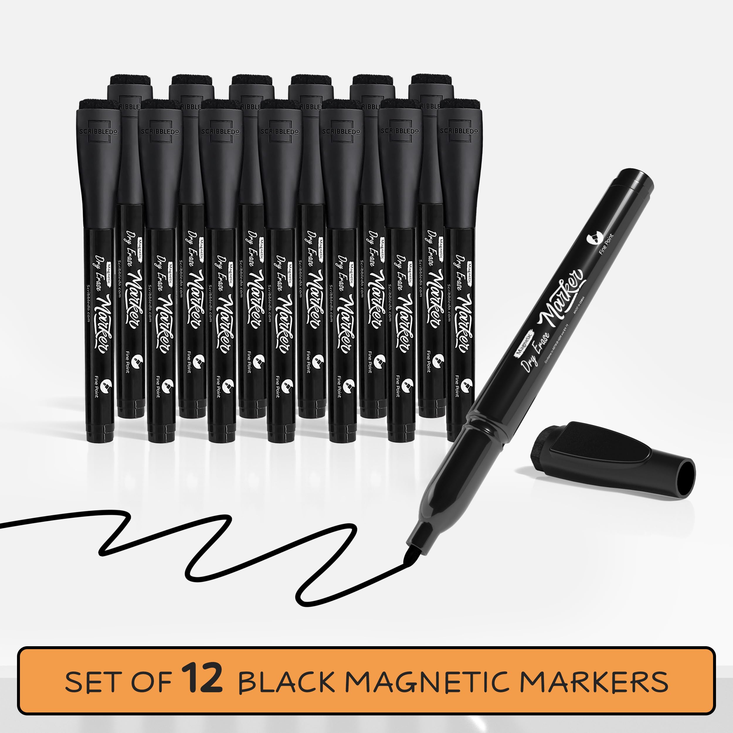 Scribbledo Whiteboard-Marker, magnetisch, trocken abwischbar, feine Spitze, mit Radiergummi, dünn, geruchsarm, dünne Whiteboard-Marker für Erwachsene, Studenten, Lehrer, Kinder, Kunst, Zuhause, Schule