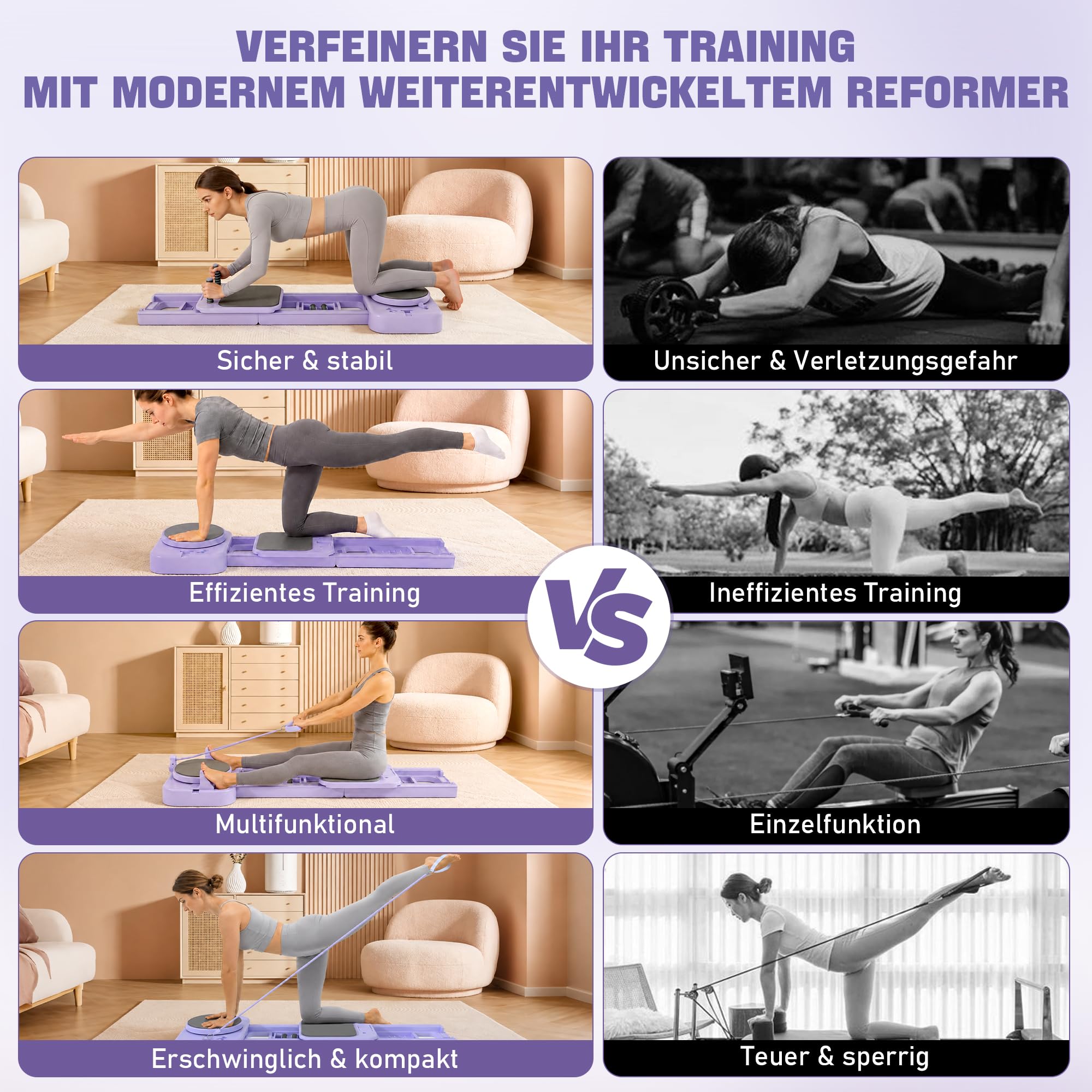 Northdeer Pilates Reformer, 2026 Upgraded klappbares Pilates Board | Multifunktionales 10 in 1 Pilates Set für Zuhause Fitness