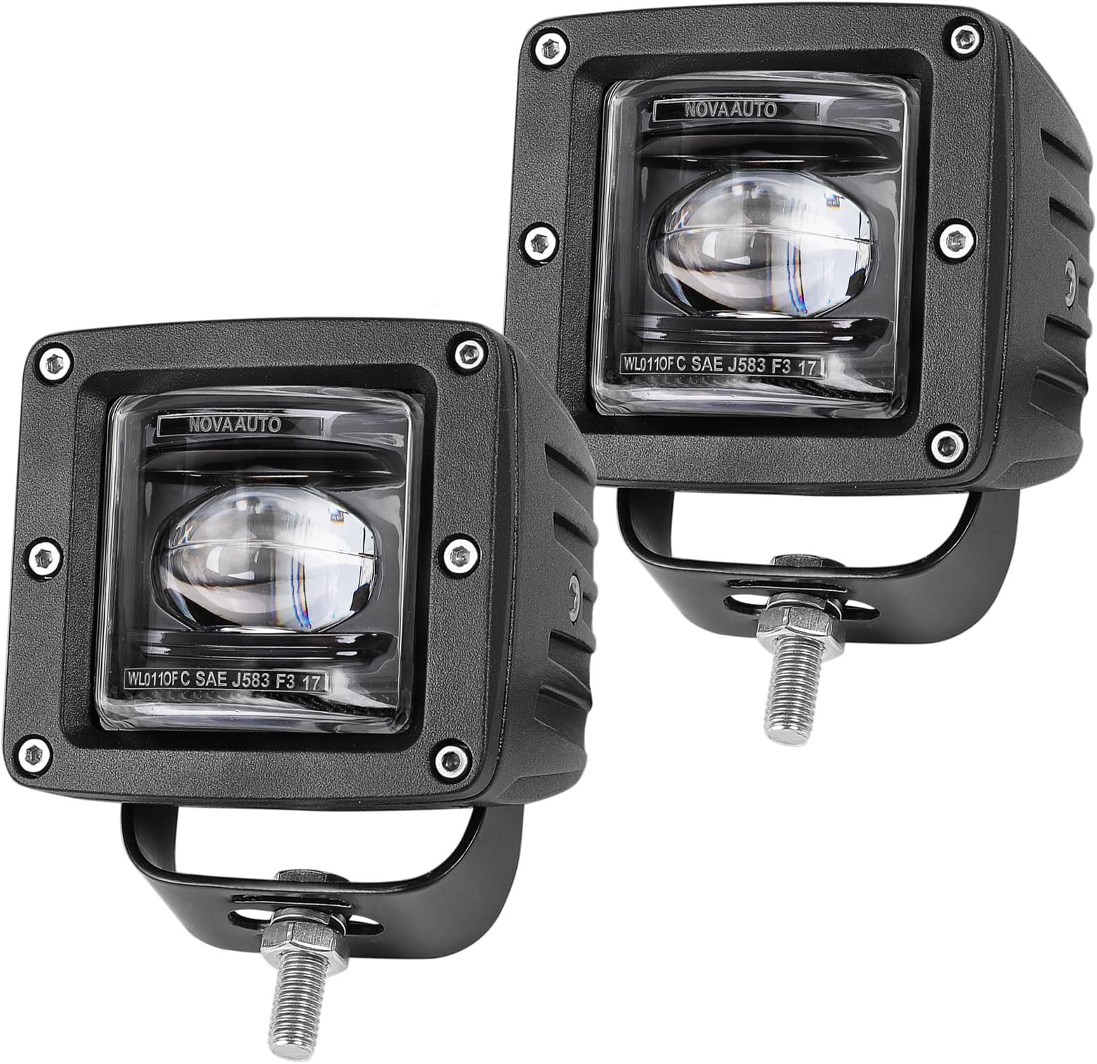 OFFROADTOWN LED Pods, 2pcs 3'' SAE Fog Lights Off road Driving lights Waterproof Square LED Cubes Work Light for Truck Motorcycle ATV UTV Boat