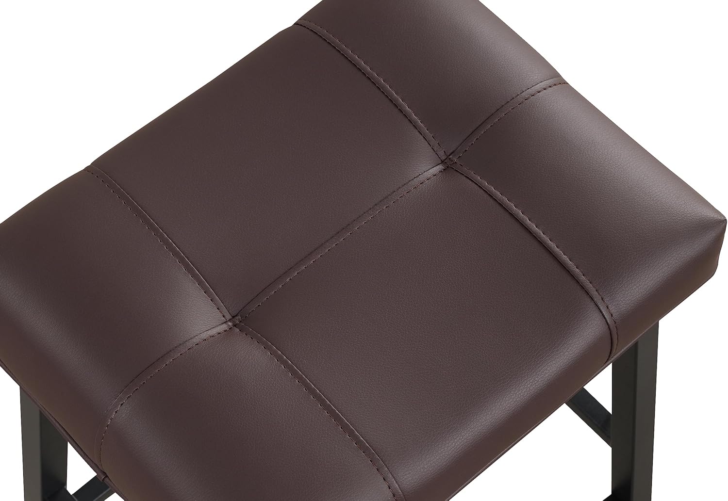 Winterstorm 24" Counter Height Bar Stools Set of 4, Barstools for Kitchen Island Counter, Leather Upholstery Kitchen Stools with Curved Saddle Seats, Bar Chairs with Metal Base,Brown