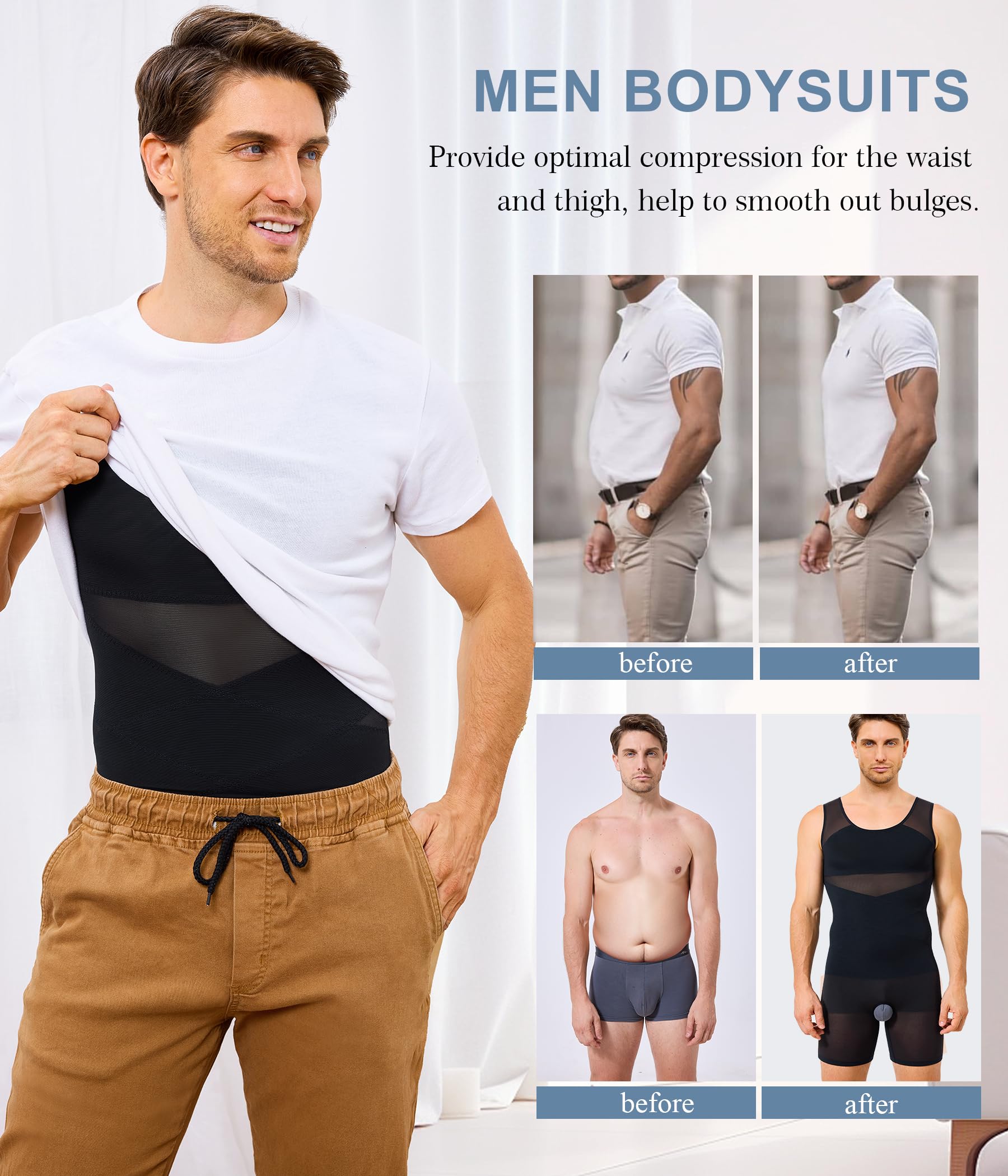 KUMAYES Débardeur de Compression Homme Maillot de Corps Gaine Ventre Plat Homme Full Body Shape Gainant Amincissant Minceur sous-vêtements sans Couture