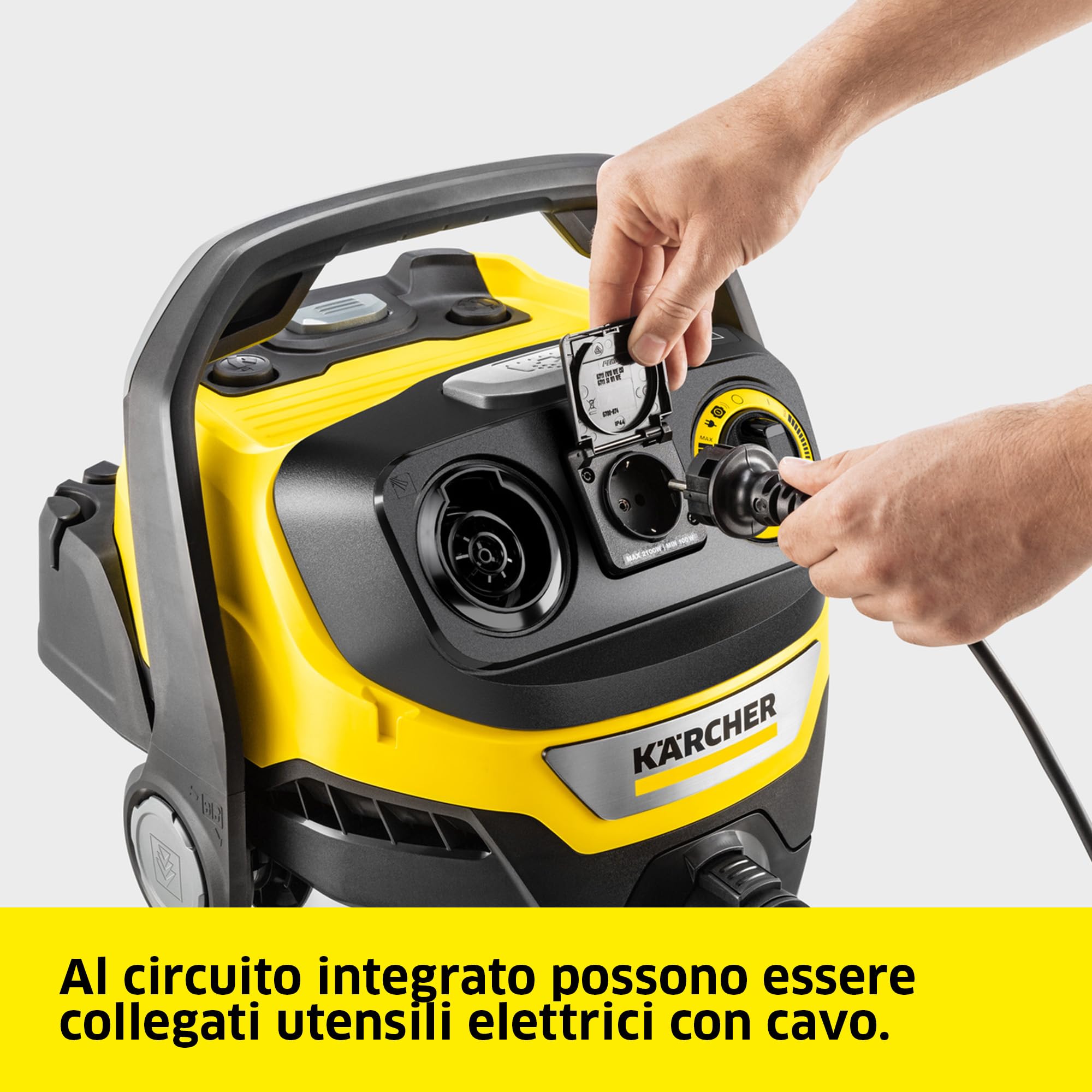 KÄRCHER aspiratore solidi liquidi WD 7 Control P S 30/6/35/T, sistema intelligente di controllo filtro, telecomando, presa integrata, funzione soffiaggio, 1400 W, serbatoio in acciaio inox: 30 l