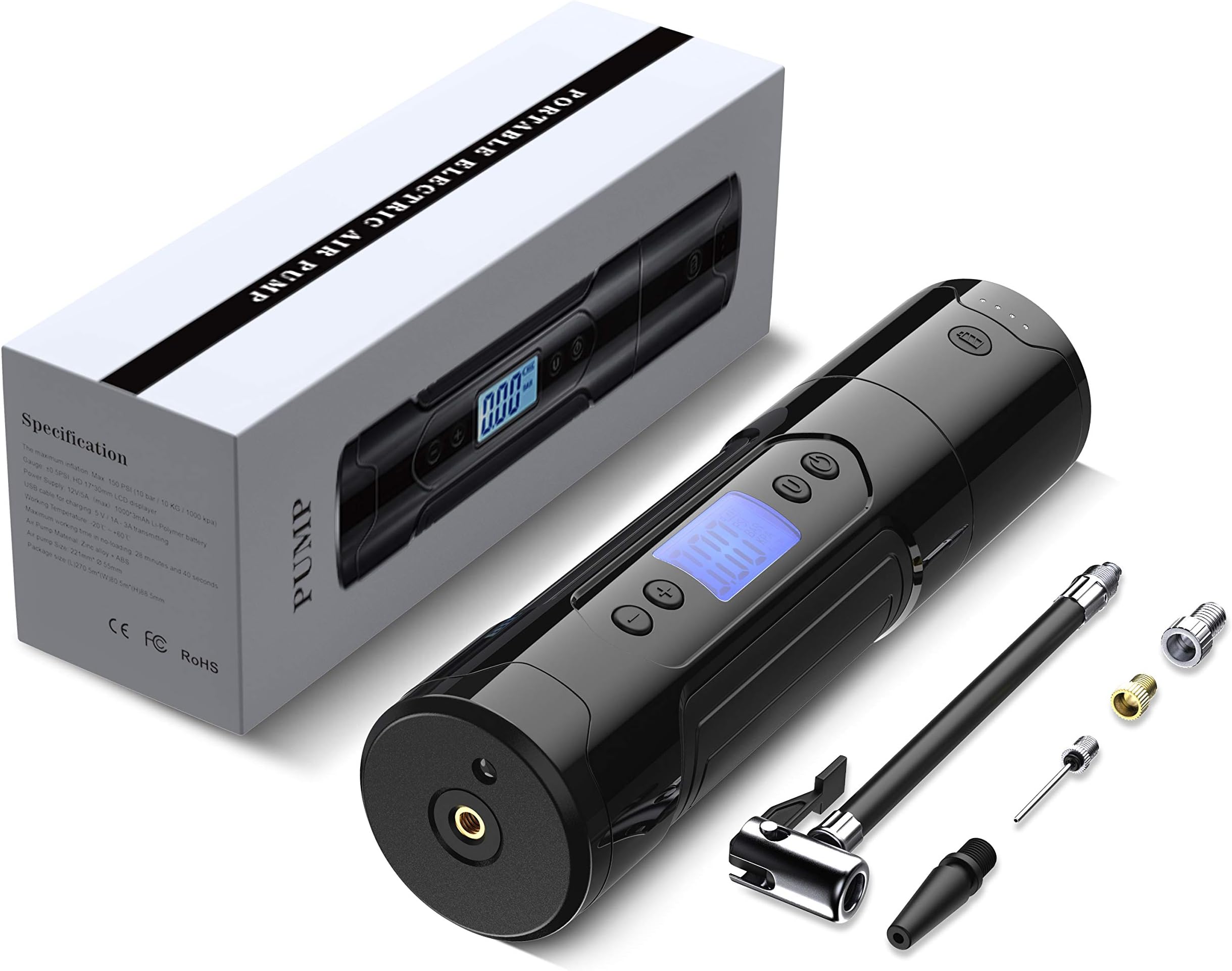 Portable Air Compressor Tire Inflator for Car Tires, Beaspire Car Tire Air Pump for Inflatables with Gauge 3000mAh 12V AC DC Lithium Battery 150PSI for Car Bicycle Tires and Other Inflatables