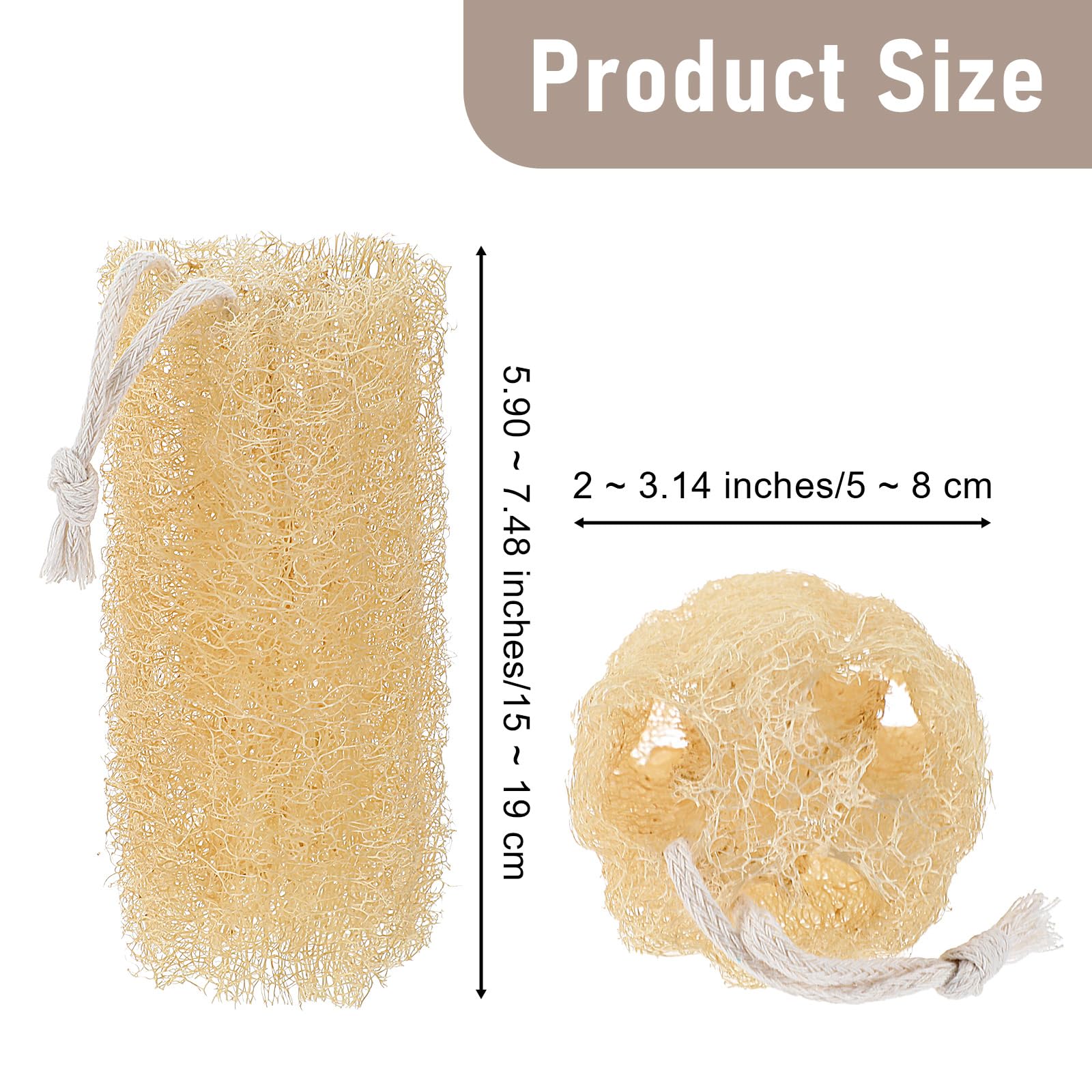 Naturalny zestaw gąbek luffa, bez barwników, złuszczający peeling do ciała, ekologiczna, ekologiczna, uniwersalna, domowa gąbka luffa, na bazie roślin, dla kobiet i mężczyzn, do czyszczenia