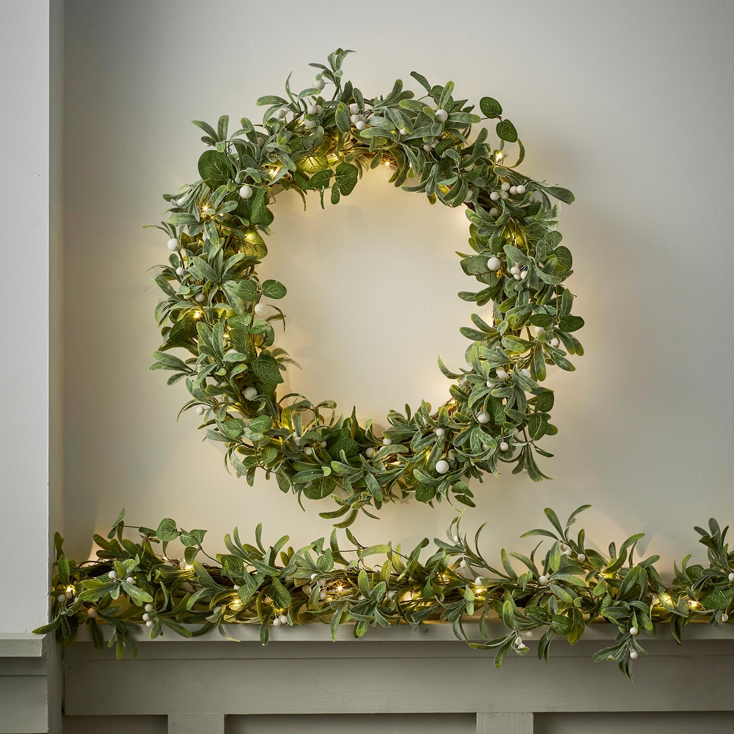 Lights4fun 2m Weihnachtsgirlande Beleuchtet Mistelzweig Künstlich Girlande Beleuchtet Timer Tischdeko Weihnachts Tischläufer Weihnachten Deko Girlande