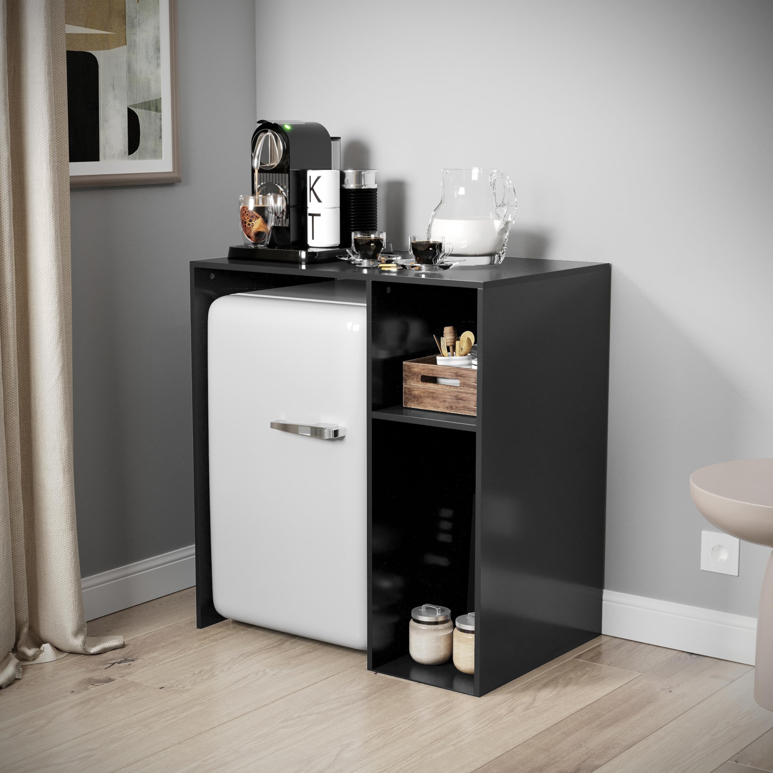 Amazon.com: EMMA + OLIVER Freesia Mini Fridge Over Shelf with