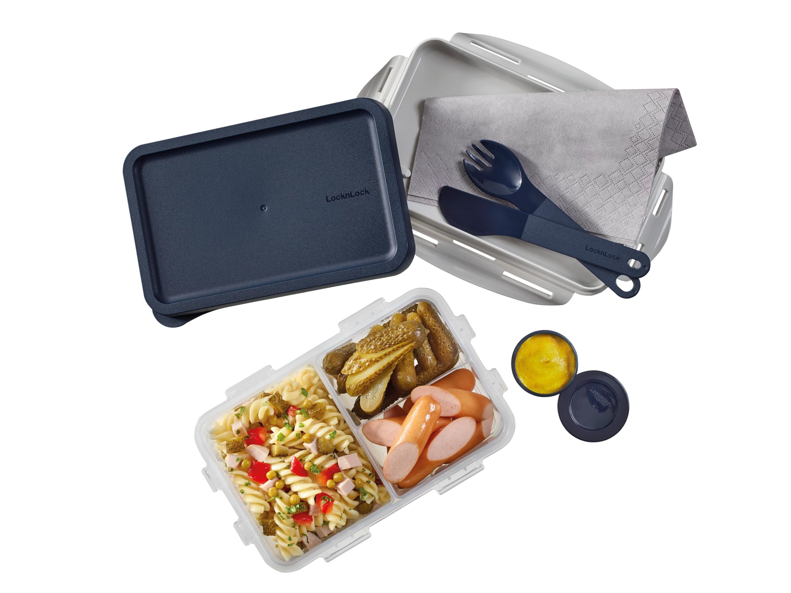 Lunchtrommel, 2 compartimenten, incl. 3-delig bestek kopen