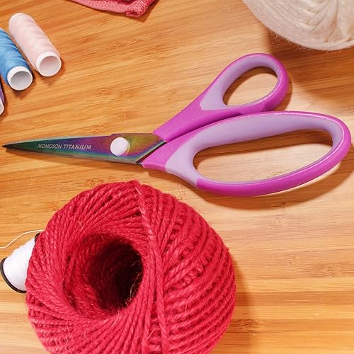 Vista 43 de JubileeYarn - Juego de tijeras de titanio Softgrip - Rosado, costura, arte, manualidades, oficina, 1 juego de 4 unidades, color morado 4 piezas