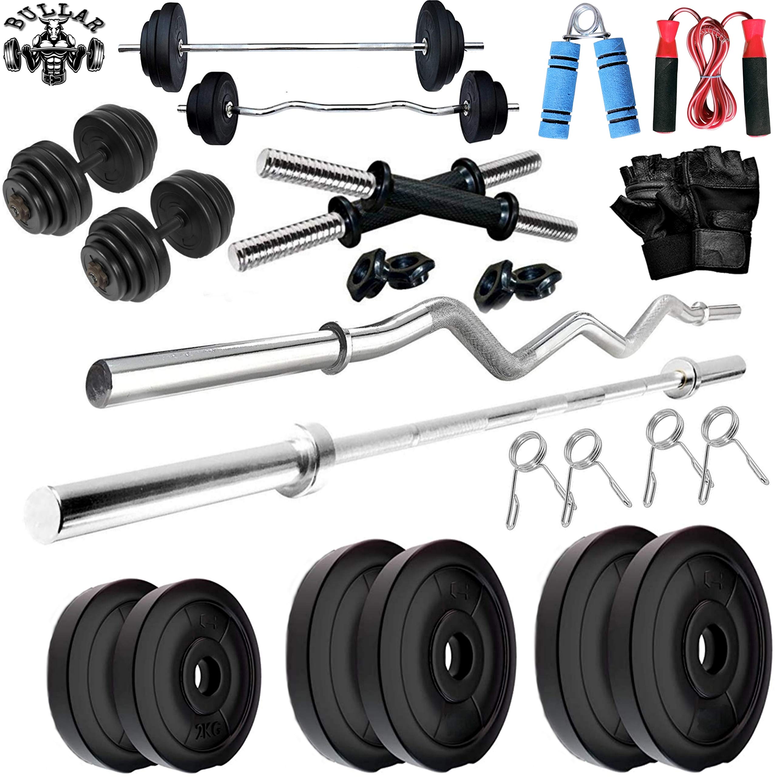 Buy BULLAR Home Gym Set Combo 20 kg with 3 feet curl Rod, 5 feet