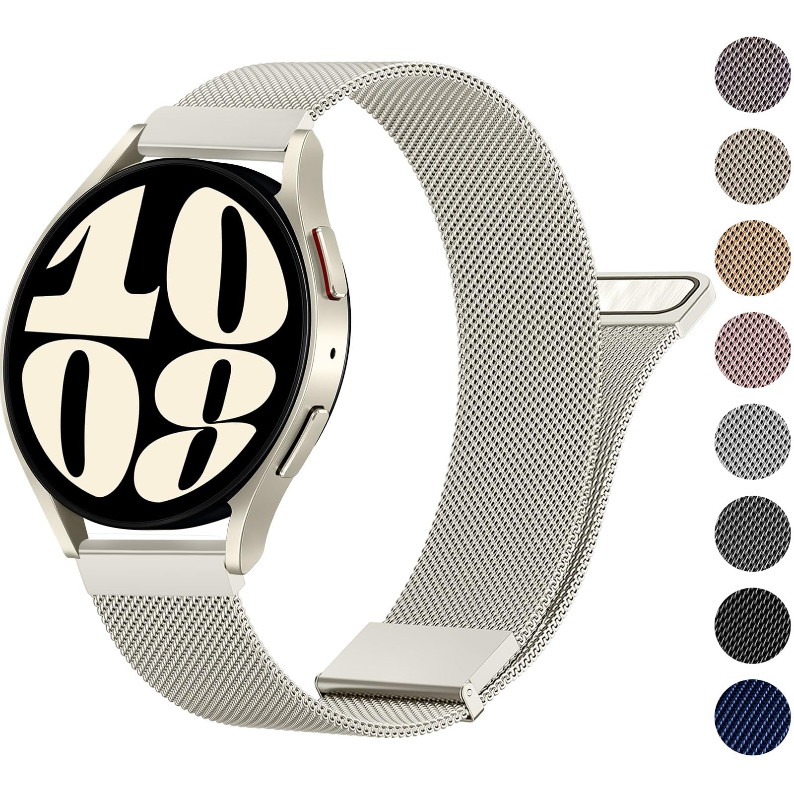 Metal Band Compatible with Samsung Galaxy Watch 6/5/4 Band 40mm 44mm, Galaxy Watch 6 Classic Bands 43mm 47mm, 20mm Stainless Steel Replacement Strap for Galaxy Watch 6 Band Women Men