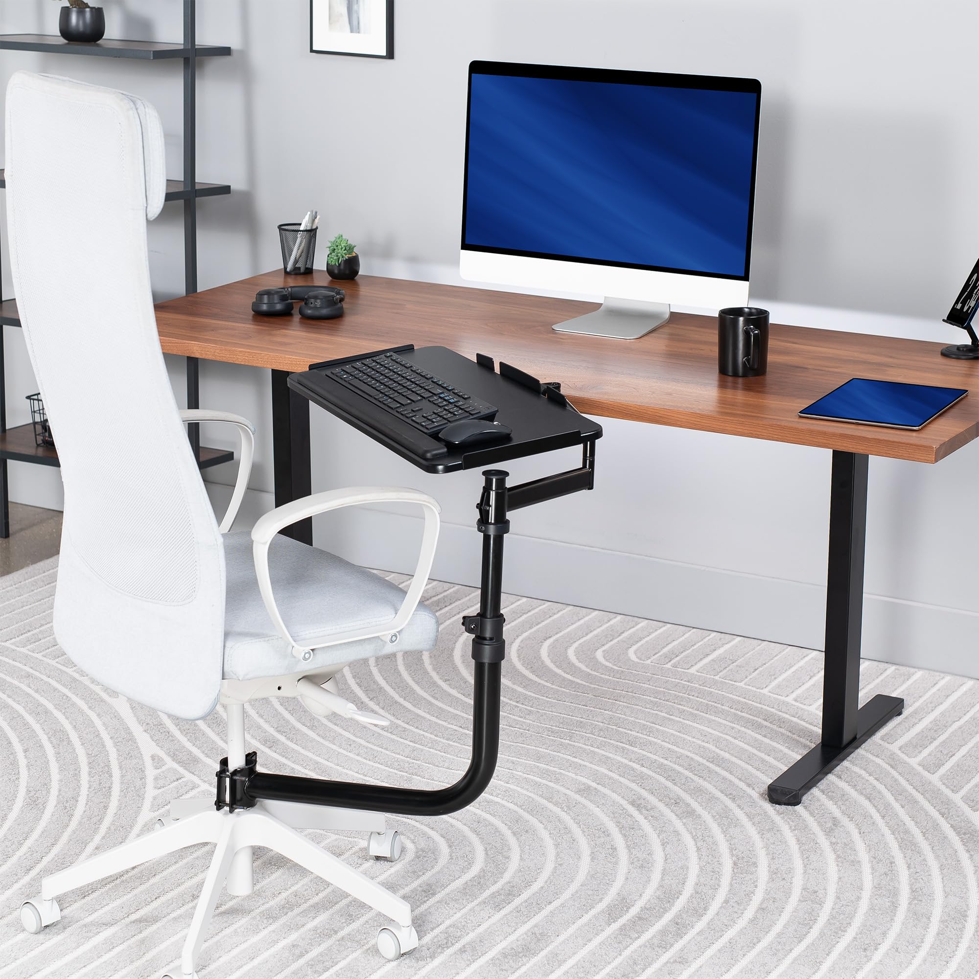 VIVO MOUNT-KB18CP - Sedia da ufficio con supporto per tastiera e mouse, 66 x 30 cm, inclinabile ergonomicamente, rotazione a 360 gradi, colore: nero
