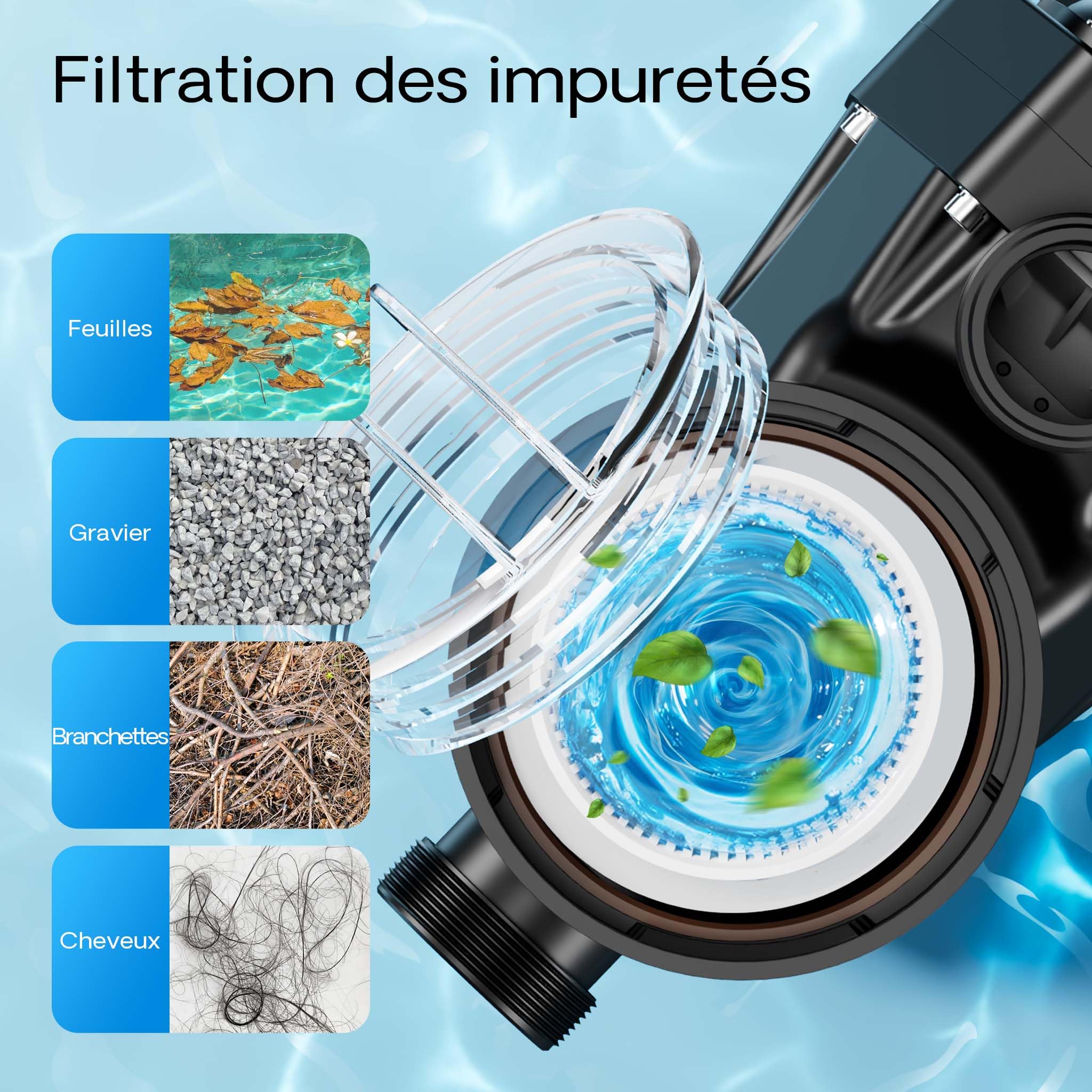XPOtool Pompe de piscine à vitesse variable 750 W – Débit 21000 l/h – Hauteur refoulement 17 m – Pompe de filtration et de circulation pour Filtre Eau – Pool Whirlpool Bain remous Jardin