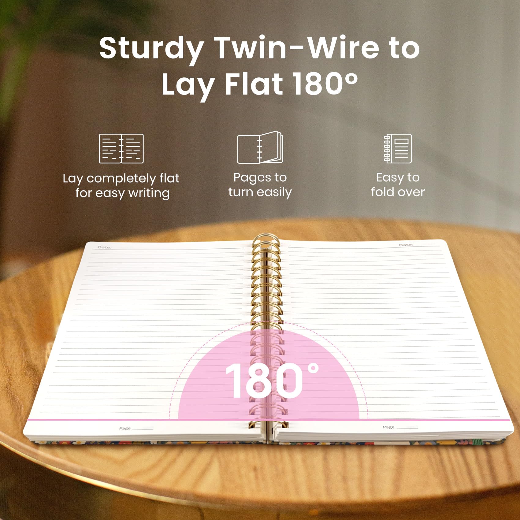 Cuaderno de espiral rayado para el trabajo, 300 páginas de grosor, B5 (7.1 x 10 pulgadas), diario universitario a rayas para mujeres y escritura, cuaderno de tapa dura para tomar notas, perfecto para