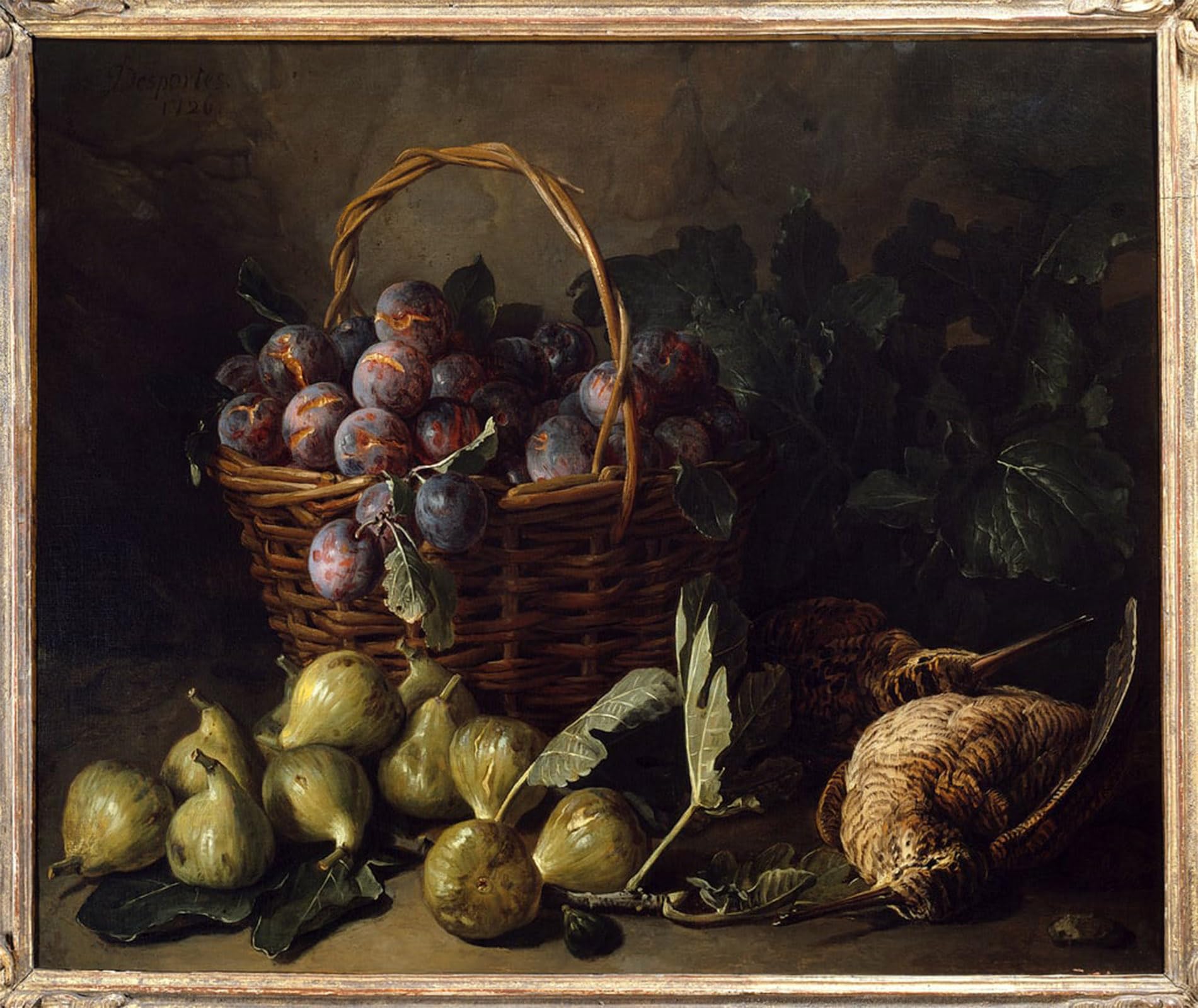 SERENDIPITP Vintage Picture Print on Canvas Wall Art Poster Still Life Figs and Plums by Desportes Artwork Print Poster for Wall Decor 60x90cm