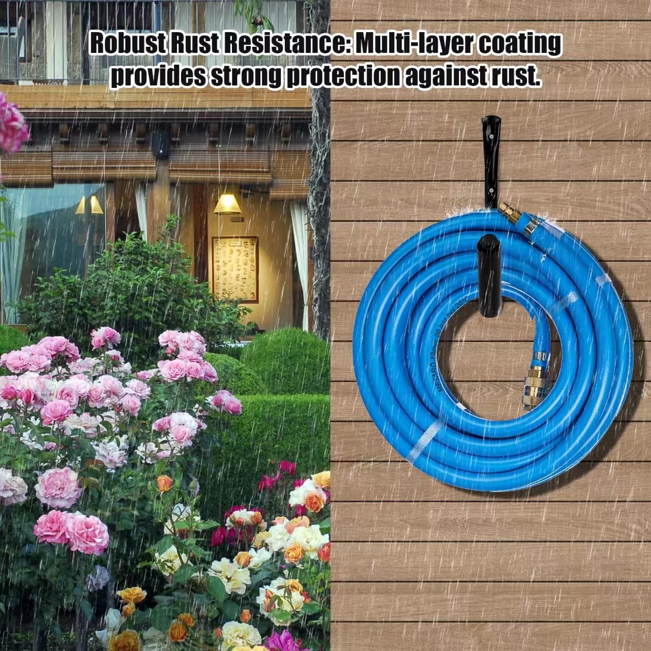 KURUI Robuste Garagenaufbewahrungshaken, 45,4 kg (38,1 cm) Wandhalterung, Kajakständer zum Aufhängen im Innen- und Außenbereich, 8 Stück, große Wandhaken für Leiter, Surfbretter, schwarze