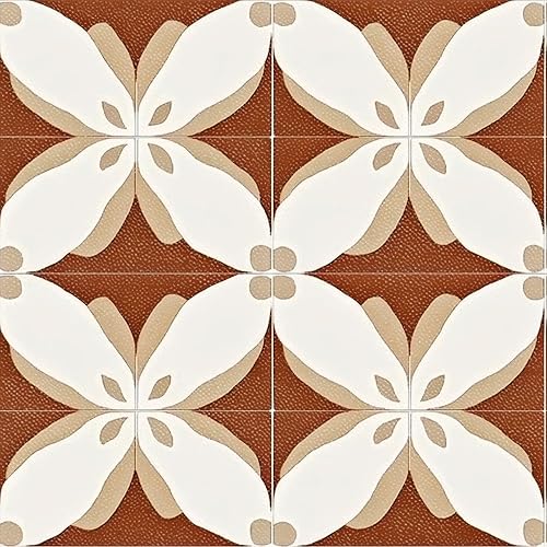 10PCS 12x12 Inch White Beige Brown Petal Pattern Floor Tiles