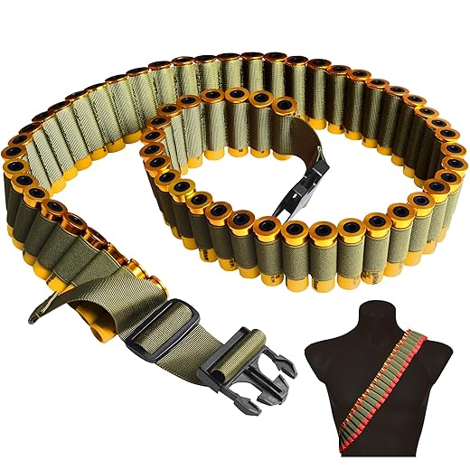 Lyska 12/20 Gauge 60 Round Heavy Duty Shotgun Shell Bandolier Holder, Adjustable Shotgun Belt with Quick Release Buckle, Nylon Shotshell Shoulder Carrier for Hunting