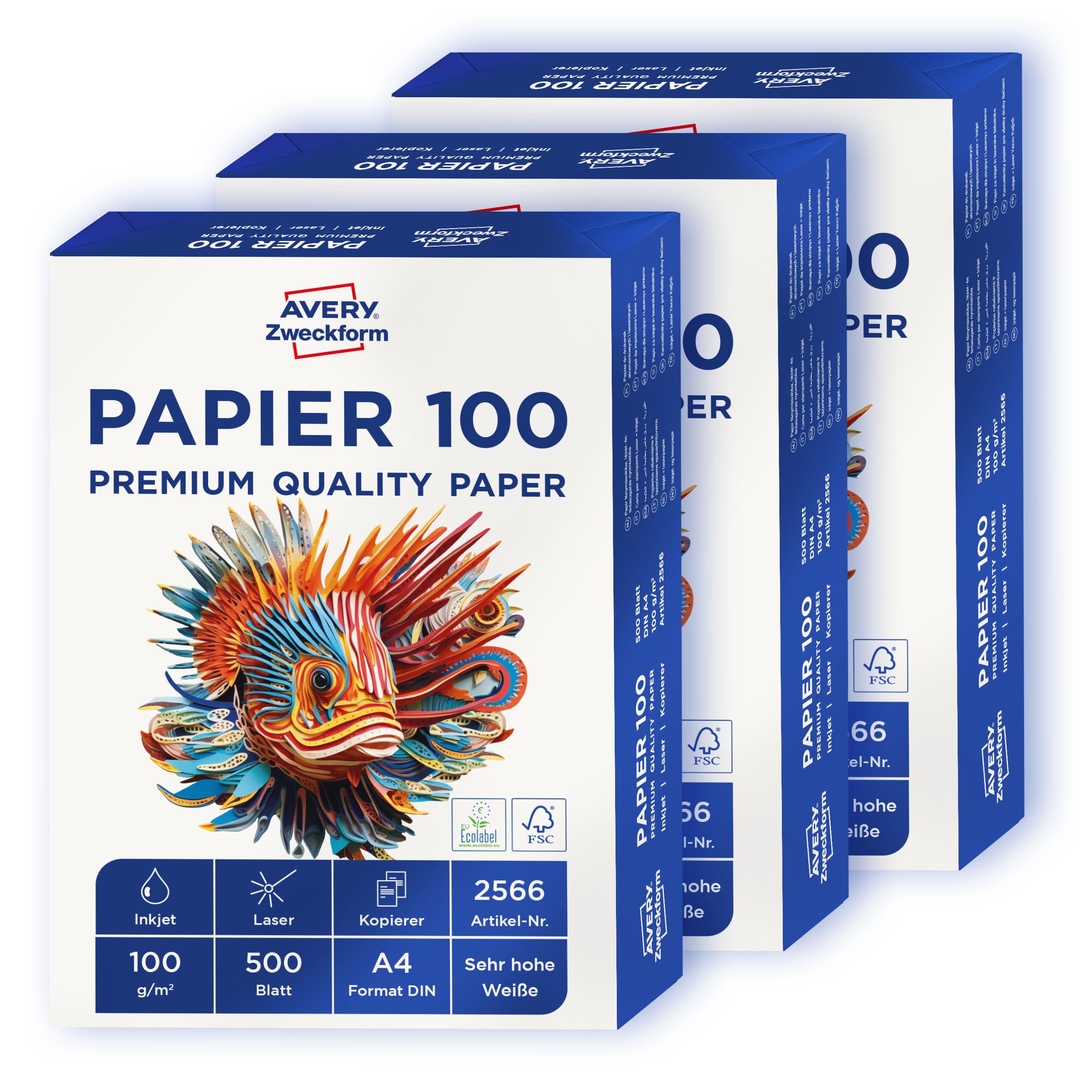 Avery Zweckform - 2566 - Carta per stampante a getto d'inchiostro, DIN A4, 100 g/m²
