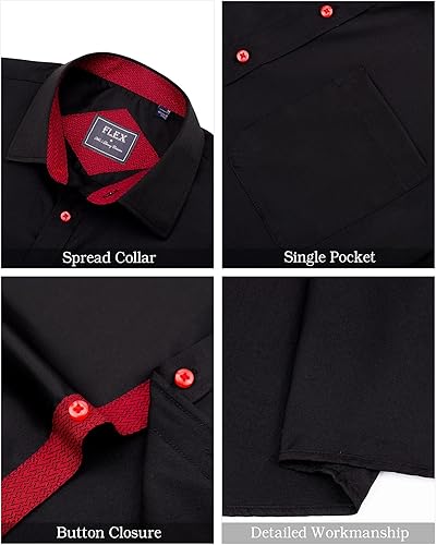 Miniatura 5 de J.VER Camisas de vestir de manga corta para hombre, elásticas, sin arrugas, informales, con botones, con bolsillo, para negocios, bodas