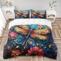 Vista 23 de AILONEN Juego de funda de edredón de rosas rojas tamaño Queen, juego de ropa de cama 3D con rosas rojas aceitadas para niñas, funda de edredón