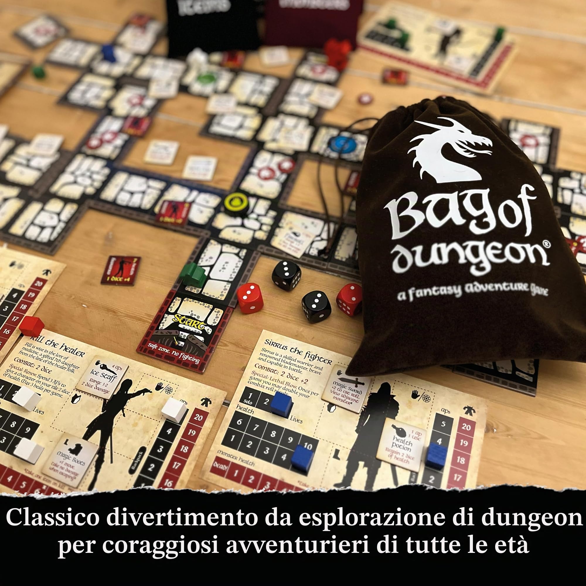 Bag of Dungeon - A Fantasy Crawler Adventure Board Game | Enter the Dragon's Lair | 1-4 Players | Age 7+ | Simple-to-Play | Family Games | Tabletop RPG | Classic DnD style gaming