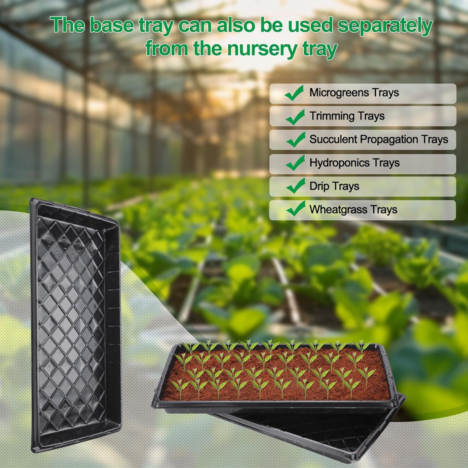 Bandejas de inicio de semillas de 200 celdas con dibber, paquete de 10 bandejas de inicio de vivero con bandeja base, excavadora de tierra de 200 agujeros para colocar rápidamente, bandeja de