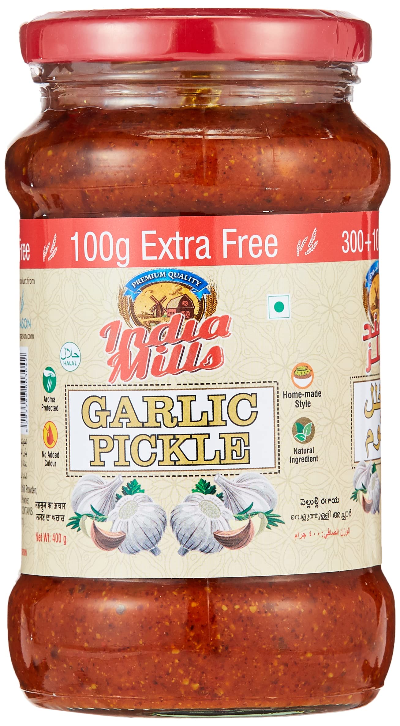 INDIA MILLS Garlic Pickle, 400 Gm