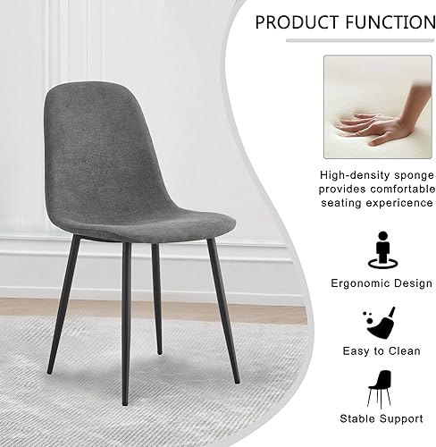 Miniatura 6 de gopop Juego de 6 sillas de comedor, modernas sillas de comedor de cocina, sillas laterales tapizadas para comedor en piel sintética, respaldos de