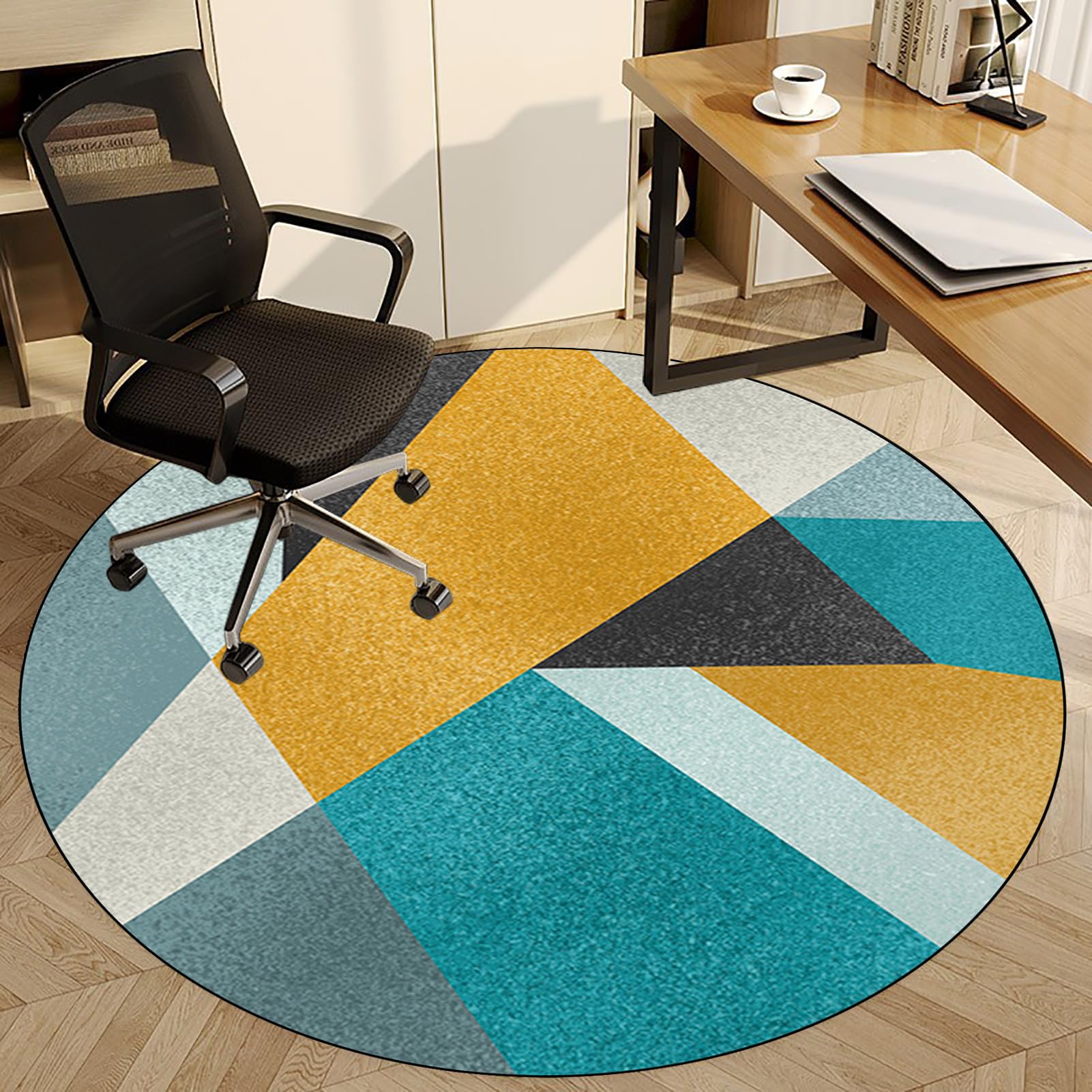 Fzamudng Round Office Chair Mat for Hardwood Floor 70 cm, Computer Desk Gaming Chair Mat, Non-Slip Floor Protector for Rolling Chair, Carpet Chair Mats, Floor Mat for Laminate Parquet Tile Floors