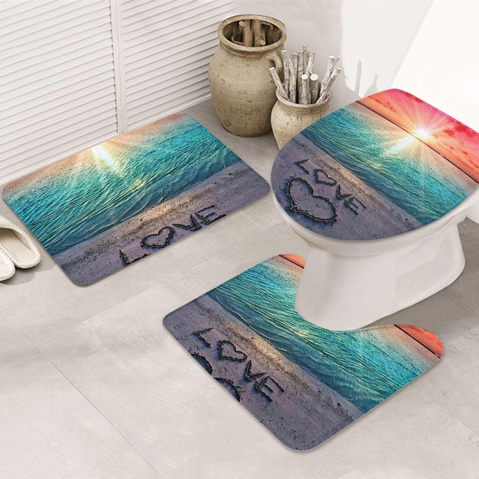 Tapis de bain OUSIKA Love Beach pour créer une ambiance côtière en salle de bain