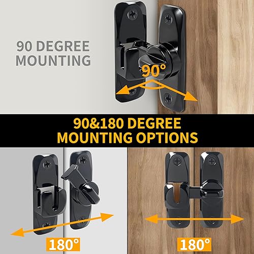 Miniatura 3 de Cerradura de puerta de granero de 90180 grados, pestillos de puerta abatible antioxidante para puerta corrediza de granero, baño, ventana, gabinete