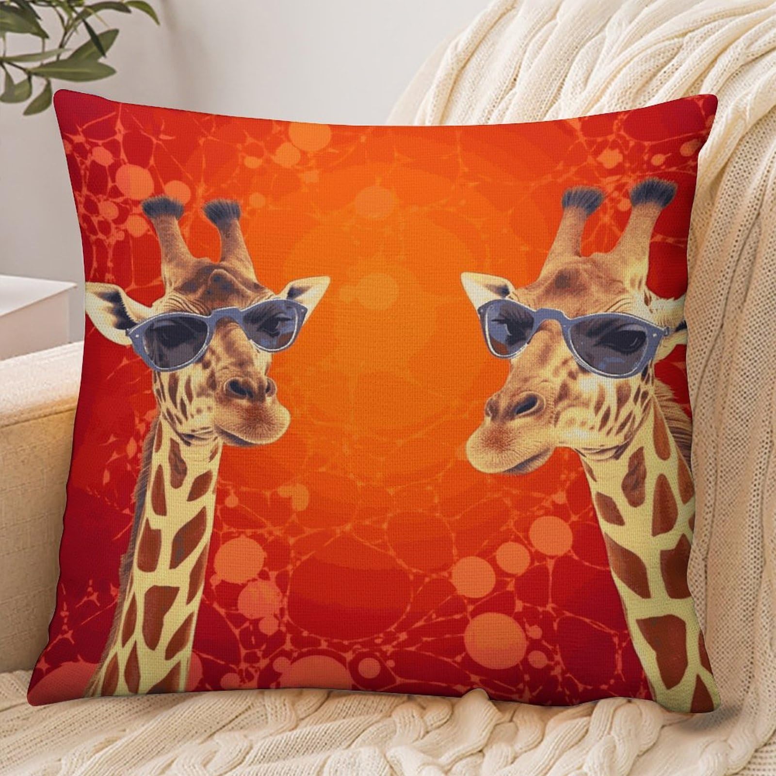Fekiloot Style Giraffe Wearing Sunglasses Pillowcase Pillow Sham Pillow Case