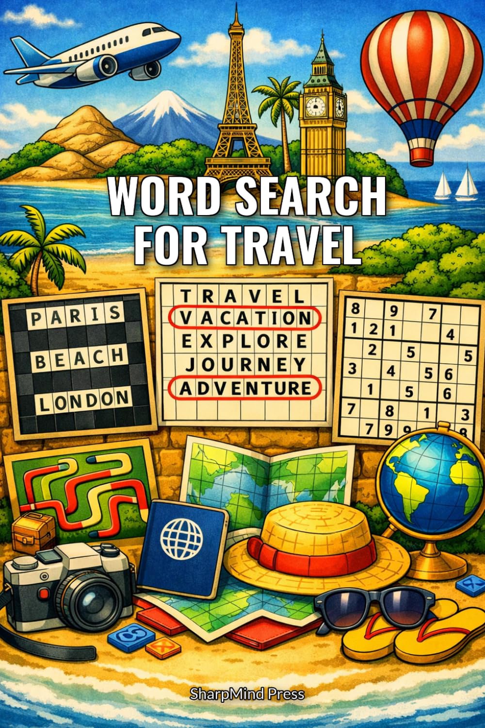 Word Search for Travel: Sharpen Your Mind with 100 Challenging Puzzles for Travel Enthusiasts (SharpMind Press Travel Puzzle Collection)
