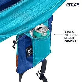 ENO DoubleNest Hammock - Lightweight, Portable, 1 to 2 Person Hammock - for Camping, Hiking, Backpacking, Travel, a Festival, or The Beach - Aqua/Sapphire/Amber