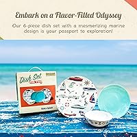 Vista 2 de Juegos de Vajilla de Melamina - Juego de 6 Piezas de Platos Marinos - 2 Cuencos, 2 Platos de Ensalada y 2 Platos de Cena de Melamina para Interiores