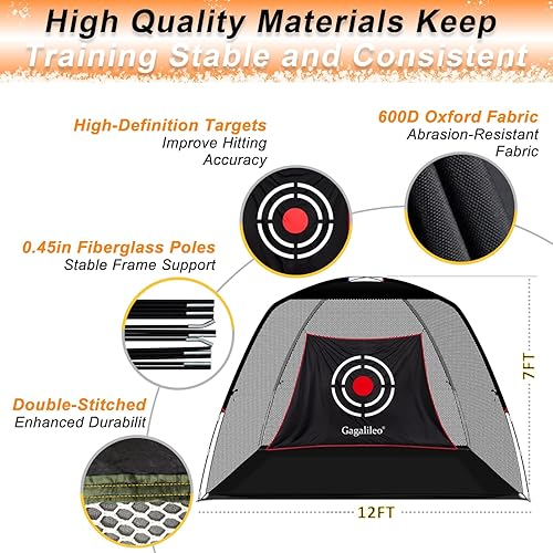 Vista 3 de Gagalileo Golf Net: Backyard Driving Real Golf Ball Practice Hitting Training by Turf Mat Target Indoor Outdoor Chipping Swing Gift for Golfers Dad