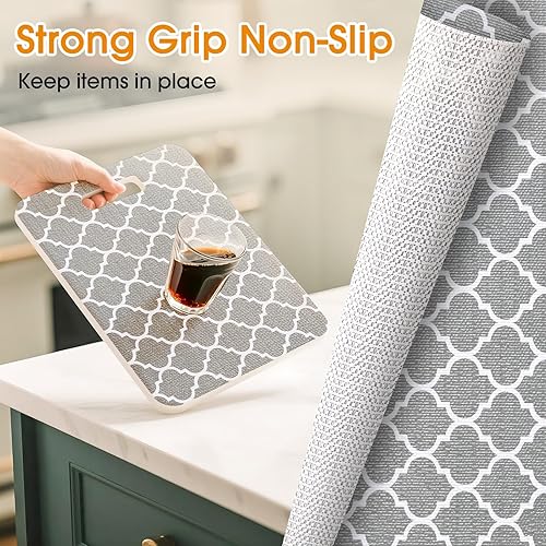 Miniatura 5 de COAVAS Revestimiento para cajones, revestimiento antideslizante de 17.5 pulgadas x 20 pies, forros texturizados para gabinetes de cocina con