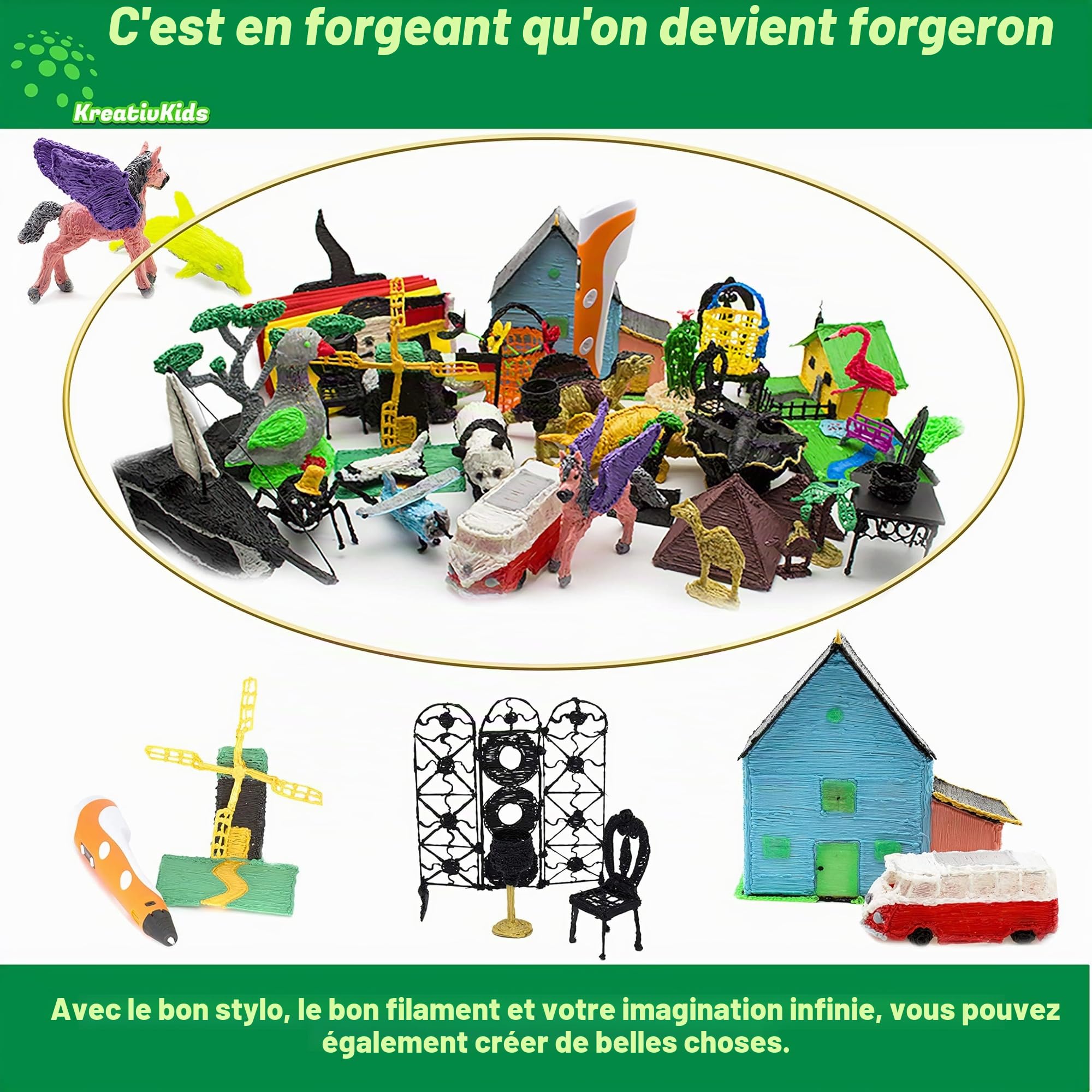 Stylo 3D nouveau design filament PLA 12 couleurs stylo d'impression 3D avec écran LCD, pour enfants et adultes.